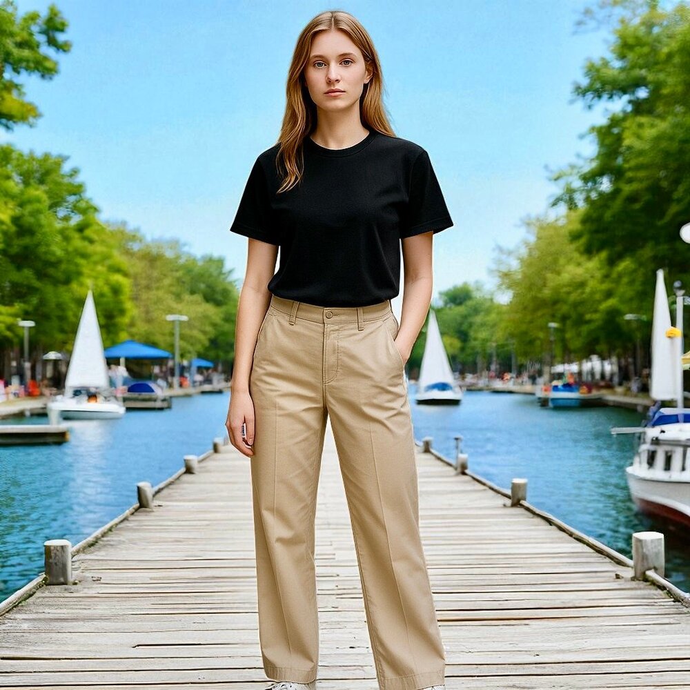 Banana Republic Ivory Palazzo Wide Leg Chino Pant ALTERED LENGTH - Picture 4 of 7